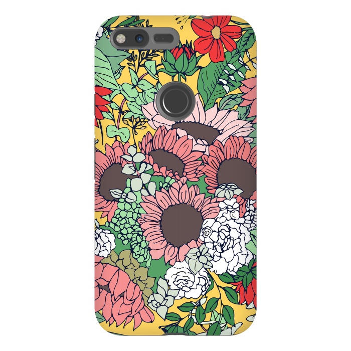 Pixel XL StrongFit Pretty aspen gold and pink floral design by InovArts