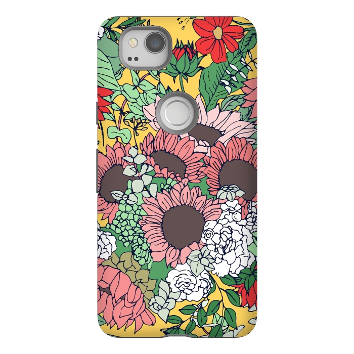 Pixel 2 StrongFit Pretty aspen gold and pink floral design by InovArts