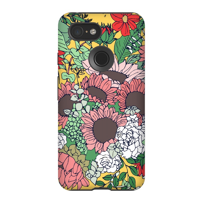 Pixel 3 StrongFit Pretty aspen gold and pink floral design by InovArts
