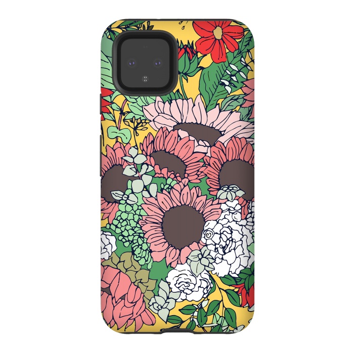 Pixel 4 StrongFit Pretty aspen gold and pink floral design by InovArts