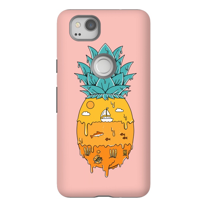 Pixel 2 StrongFit Pineapple Landscape pink by Coffee Man