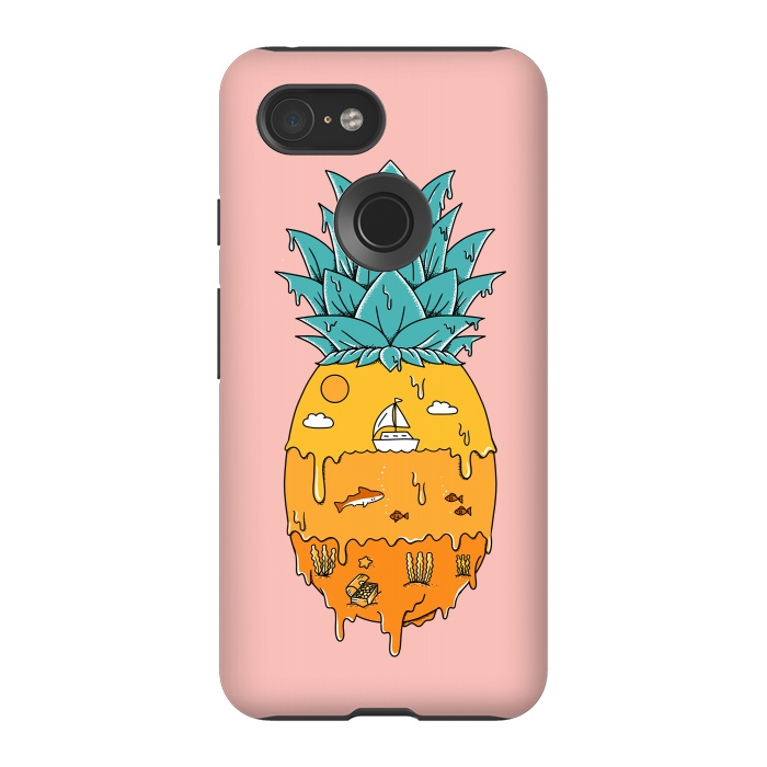 Pixel 3 StrongFit Pineapple Landscape pink by Coffee Man