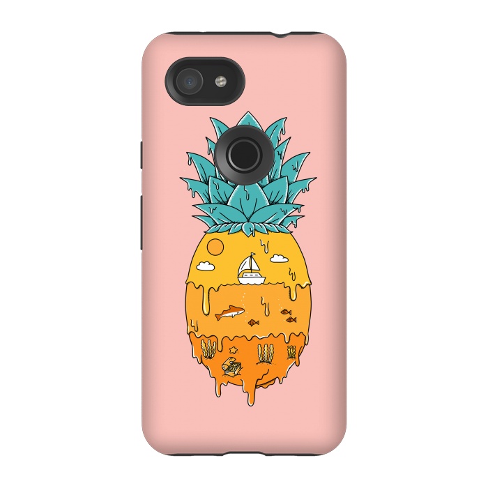 Pixel 3A StrongFit Pineapple Landscape pink by Coffee Man