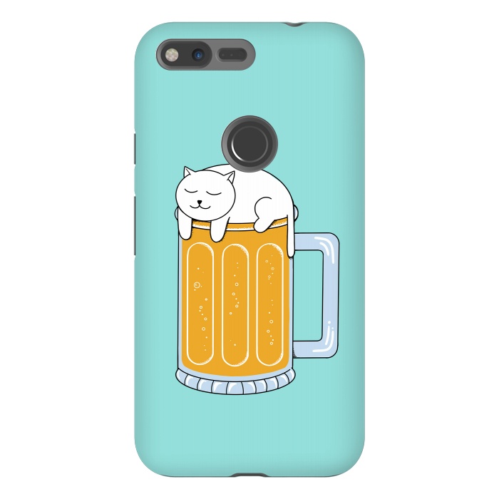 Pixel XL StrongFit Cat Beer Green by Coffee Man