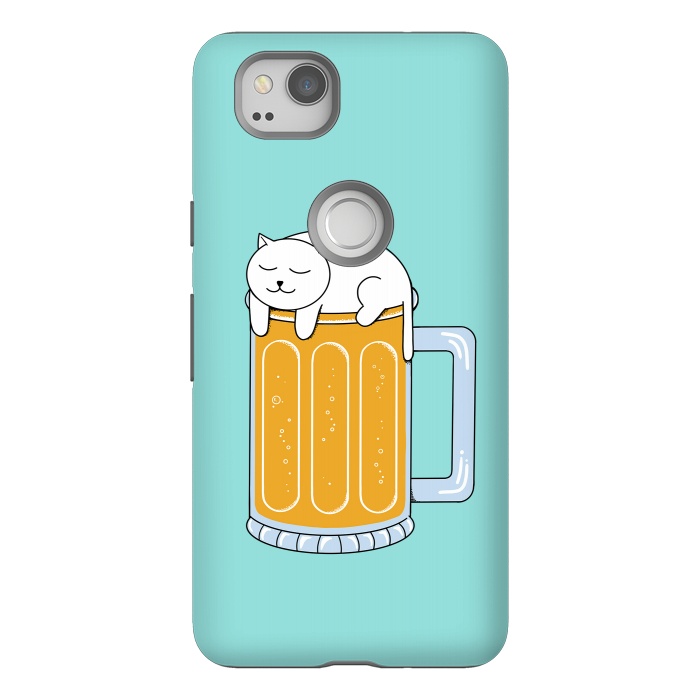 Pixel 2 StrongFit Cat Beer Green by Coffee Man