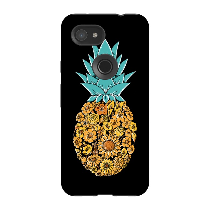 Pixel 3A StrongFit Pineapple Floral by Coffee Man