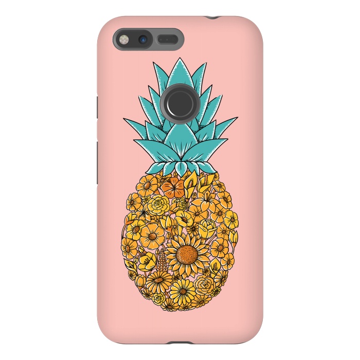 Pixel XL StrongFit Pineapple Floral Pink by Coffee Man
