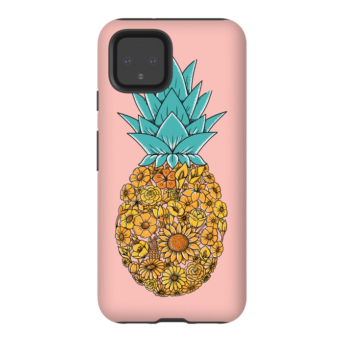 Pixel 4 StrongFit Pineapple Floral Pink by Coffee Man