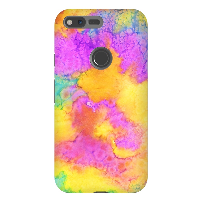 Pixel XL StrongFit watercolor abstract rainbow by haroulita