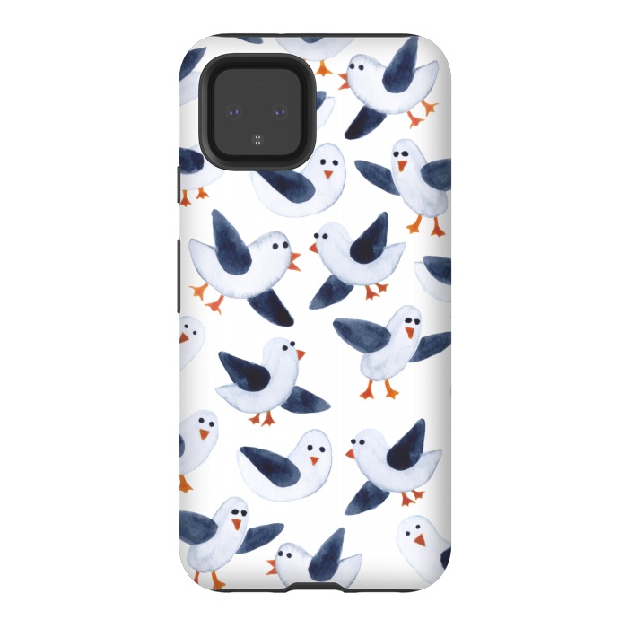 Pixel 4 StrongFit Salt and Pepper Seagulls by gingerlique