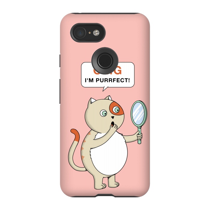 Pixel 3 StrongFit Cat Perfect Pink by Coffee Man