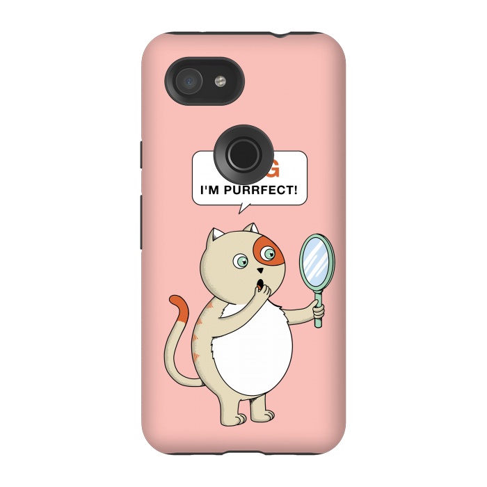 Pixel 3A StrongFit Cat Perfect Pink by Coffee Man