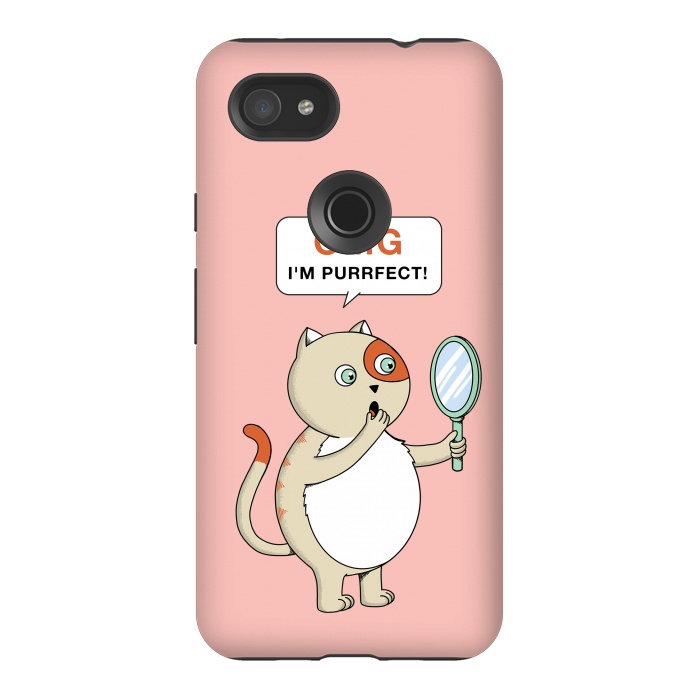 Pixel 3AXL StrongFit Cat Perfect Pink by Coffee Man