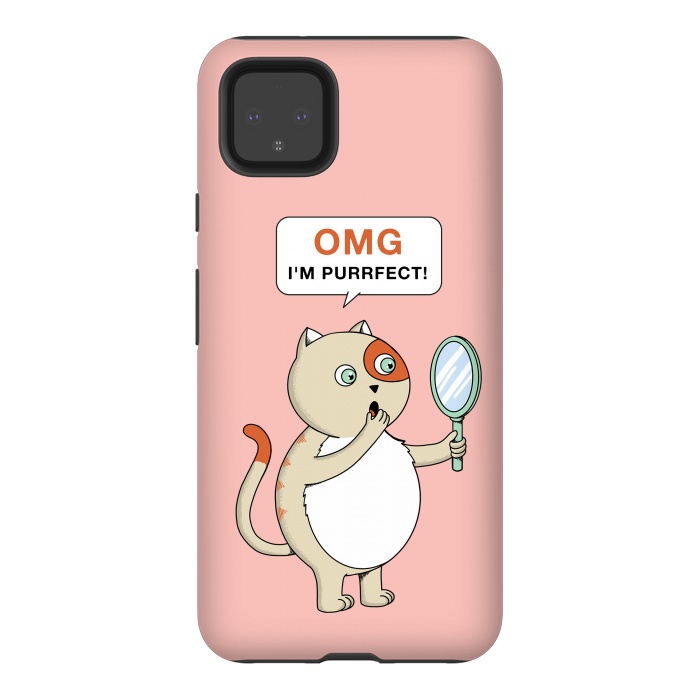 Pixel 4XL StrongFit Cat Perfect Pink by Coffee Man