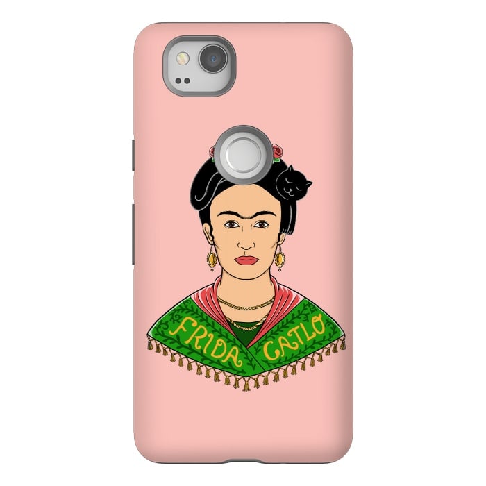 Pixel 2 StrongFit Frida Catlo Pink by Coffee Man