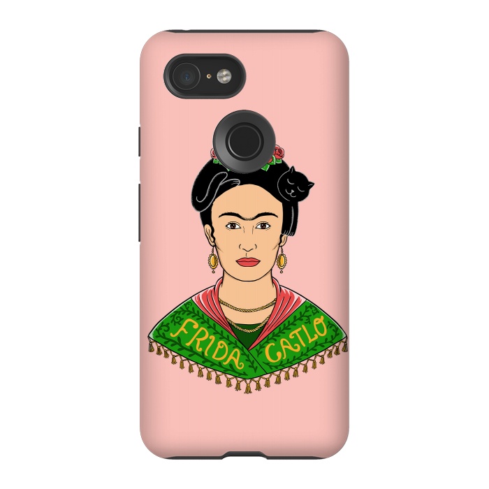 Pixel 3 StrongFit Frida Catlo Pink by Coffee Man