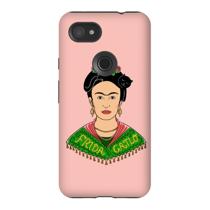 Pixel 3AXL StrongFit Frida Catlo Pink by Coffee Man
