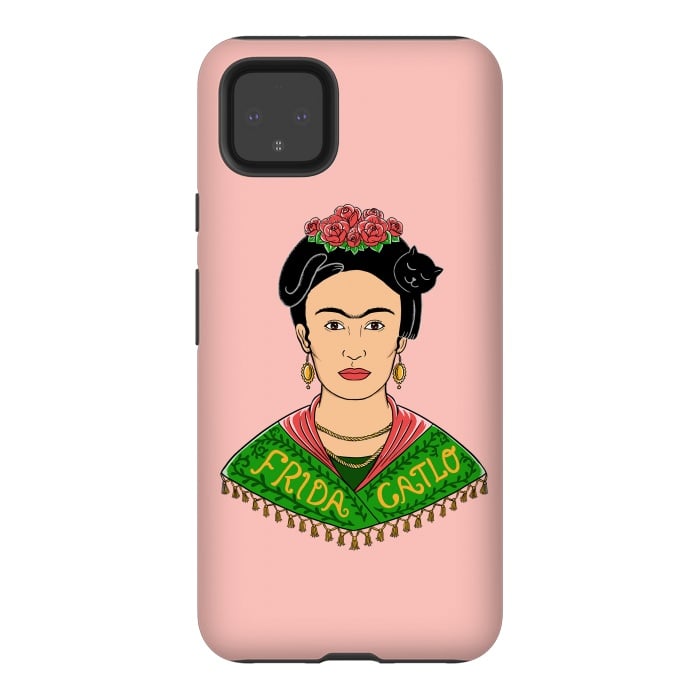 Pixel 4XL StrongFit Frida Catlo Pink by Coffee Man