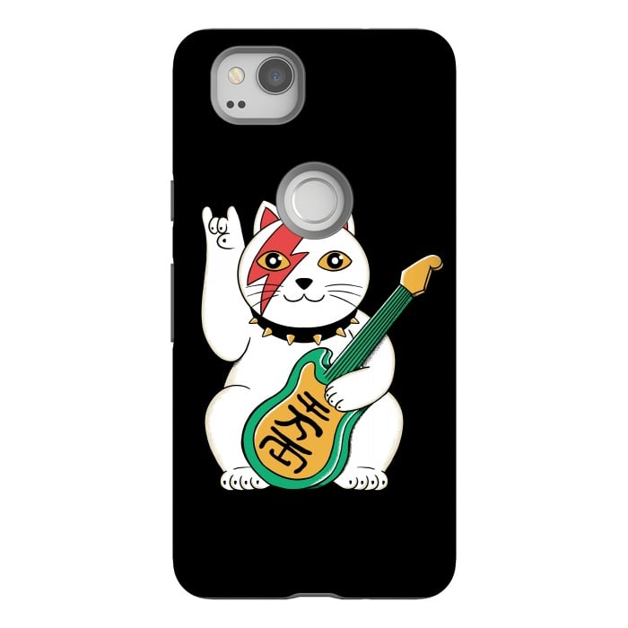 Pixel 2 StrongFit Lucky Cat Black by Coffee Man