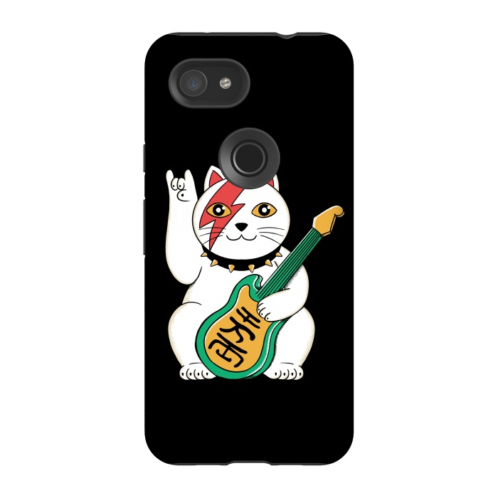 Pixel 3A StrongFit Lucky Cat Black by Coffee Man