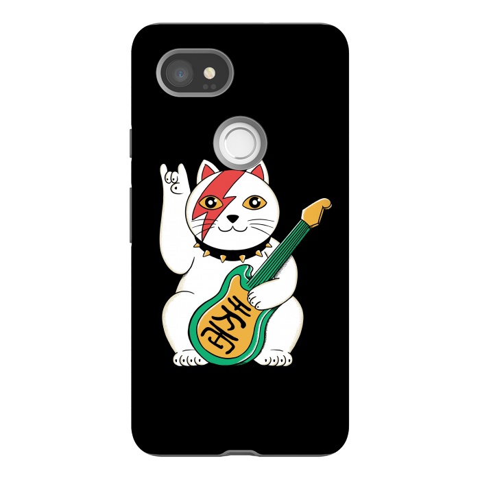 Pixel 2XL StrongFit Lucky Cat Black by Coffee Man