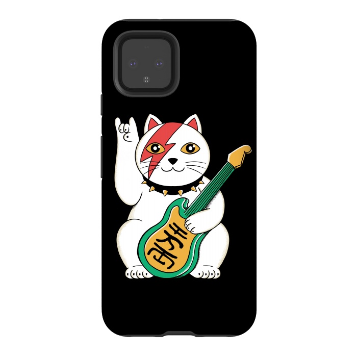 Pixel 4 StrongFit Lucky Cat Black by Coffee Man