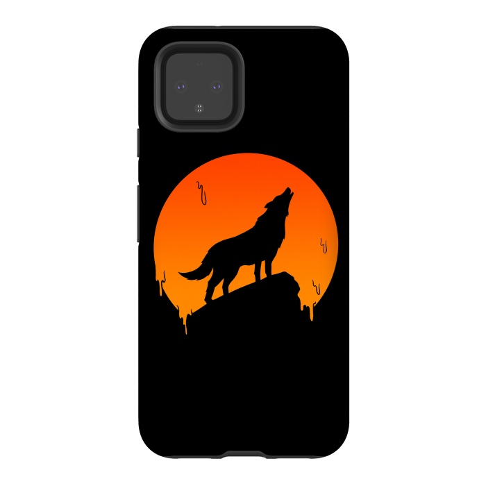 Pixel 4 StrongFit Wolf and Moon by Coffee Man