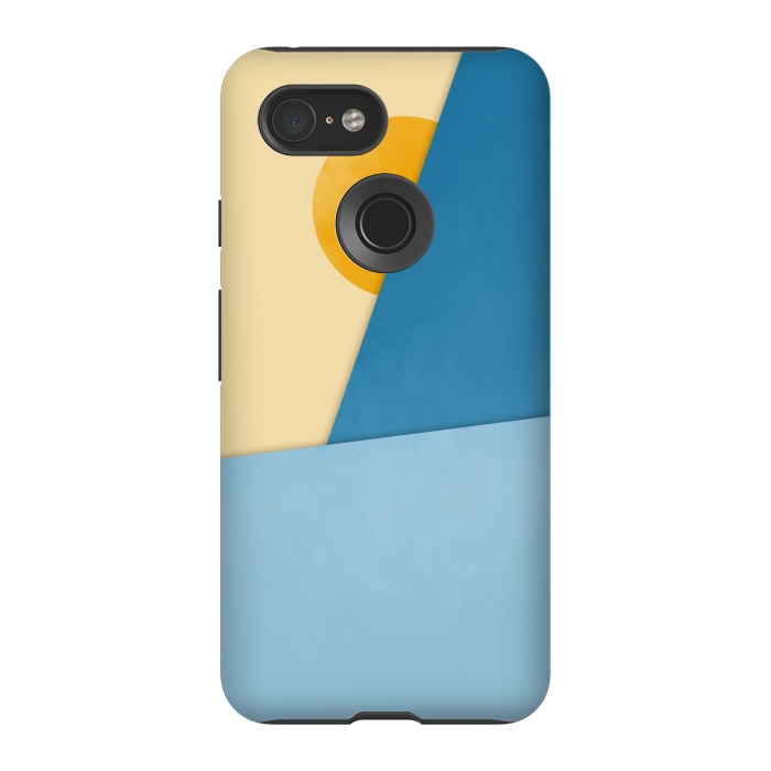 Pixel 3 StrongFit Blue & Yellow Geometry by Creativeaxle