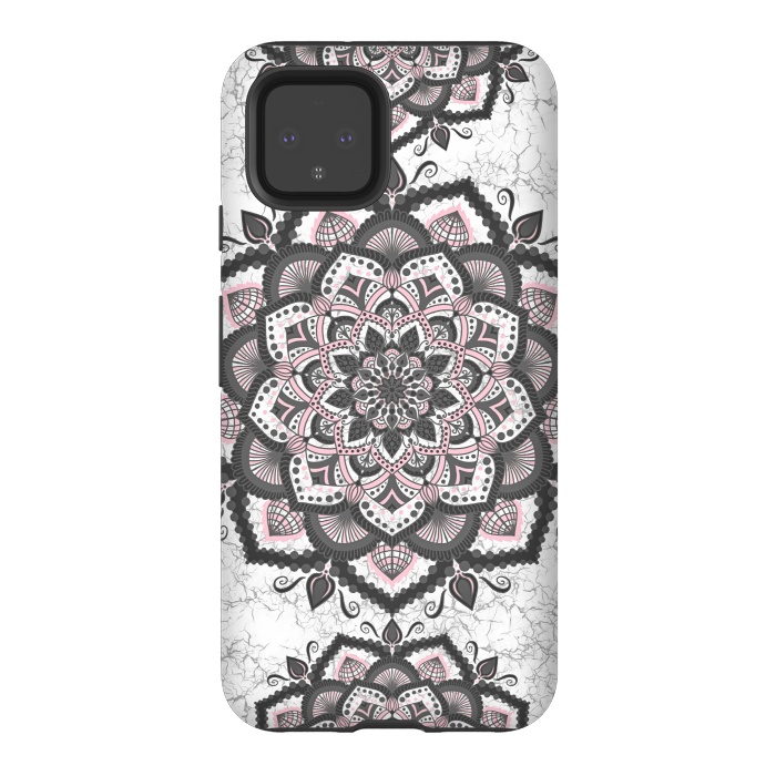 Pixel 4 StrongFit Black pink mandala flower by Jms