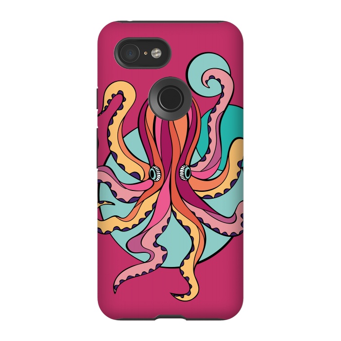 Pixel 3 StrongFit Pink Octopus III by Majoih