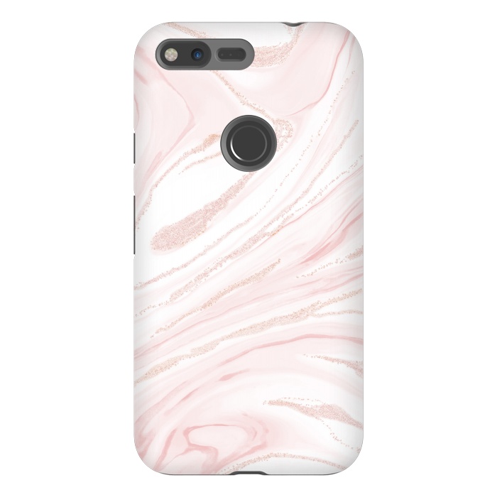 Pixel XL StrongFit Modern blush pink marbleized abstract design by InovArts