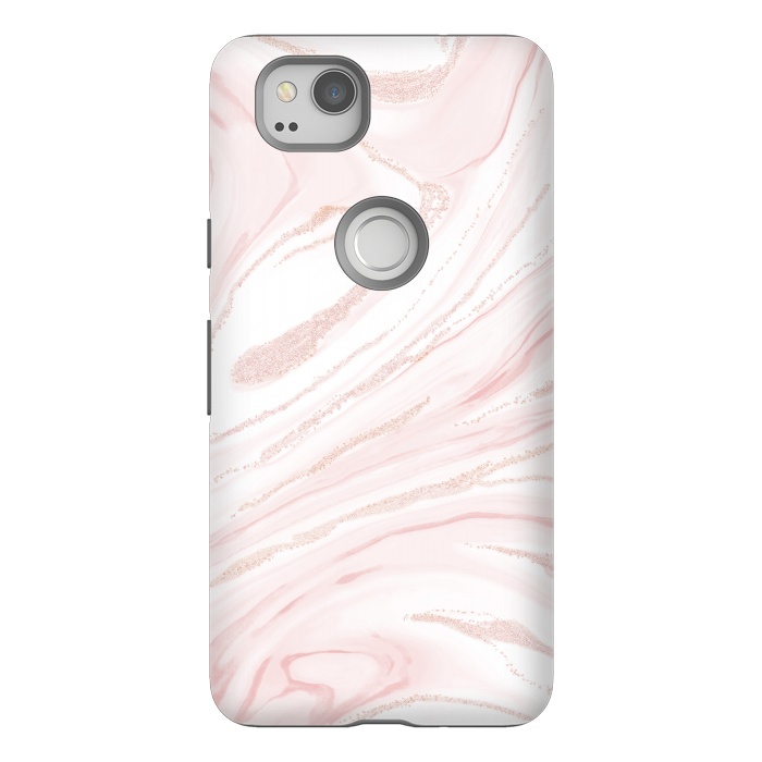 Pixel 2 StrongFit Modern blush pink marbleized abstract design by InovArts