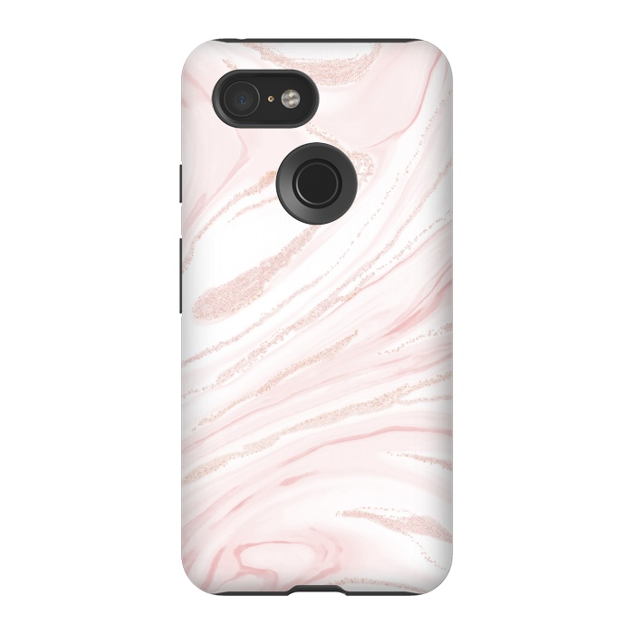 Pixel 3 StrongFit Modern blush pink marbleized abstract design by InovArts