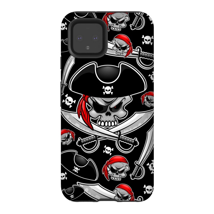 Pixel 4 StrongFit Skull Pirate Captain with Crossed Sabers by BluedarkArt