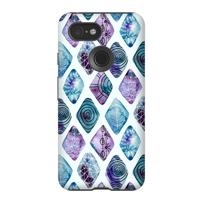 Pixel 3 StrongFit Patterned Watercolor Diamonds Blue  by Tigatiga