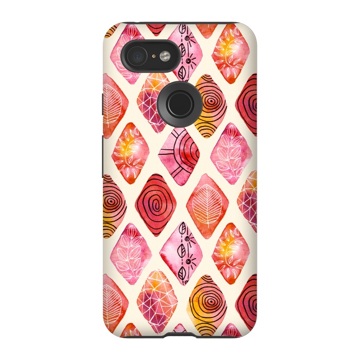 Pixel 3 StrongFit Patterned Watercolor Diamonds  by Tigatiga