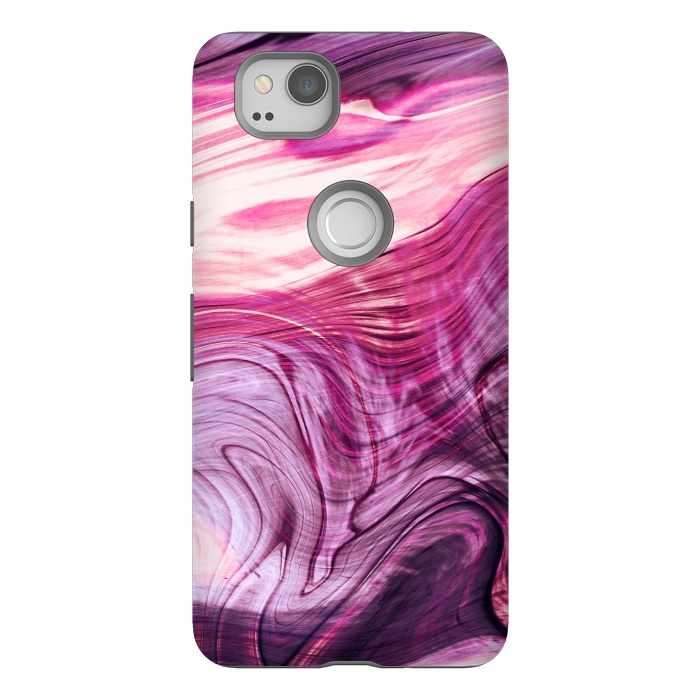 Pixel 2 StrongFit Pink purple marble waves by Oana 