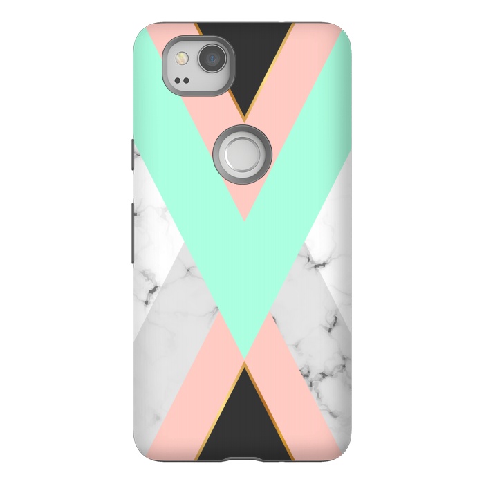 Pixel 2 StrongFit Marbled Aquamarine In Vertical by ArtsCase