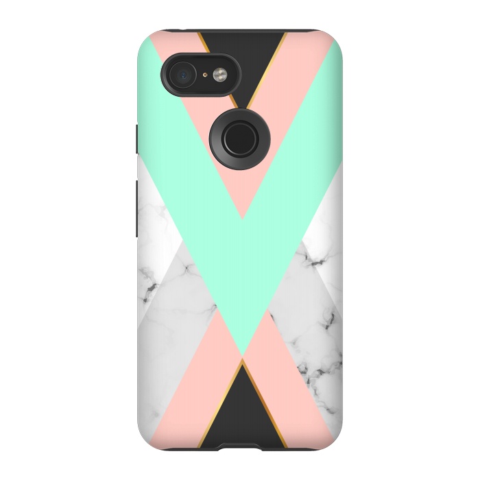 Pixel 3 StrongFit Marbled Aquamarine In Vertical by ArtsCase