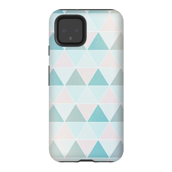 Pixel 4 StrongFit Pink blue Triangles  by Jms