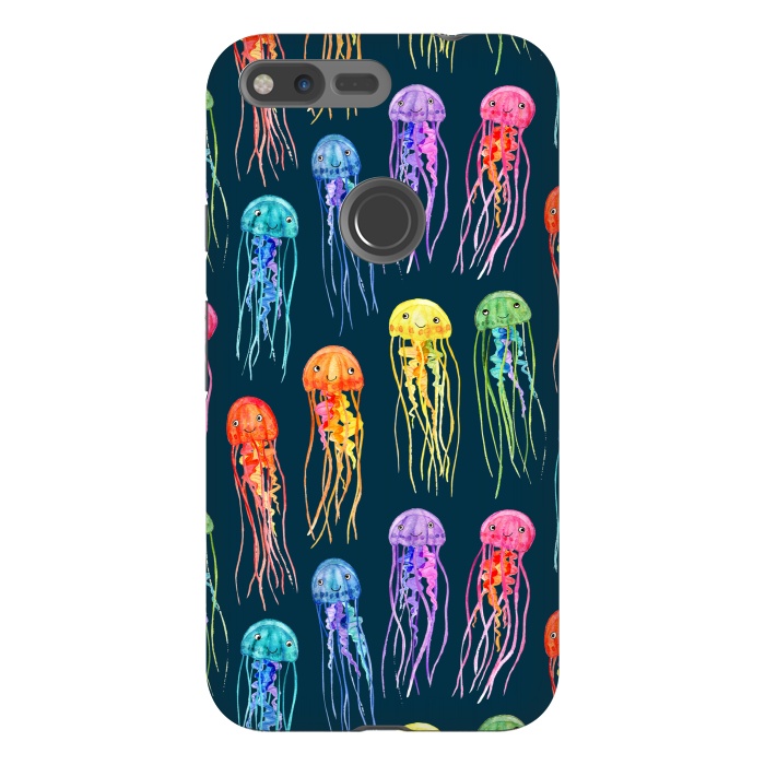 Pixel XL StrongFit Little Cute Rainbow Jellyfish on Dark by Micklyn Le Feuvre