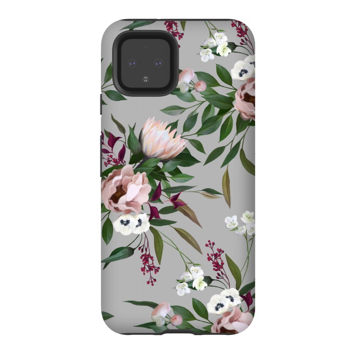 Pixel 4 StrongFit Bouquet With a Protea | Gray by Elzbieta Malyska
