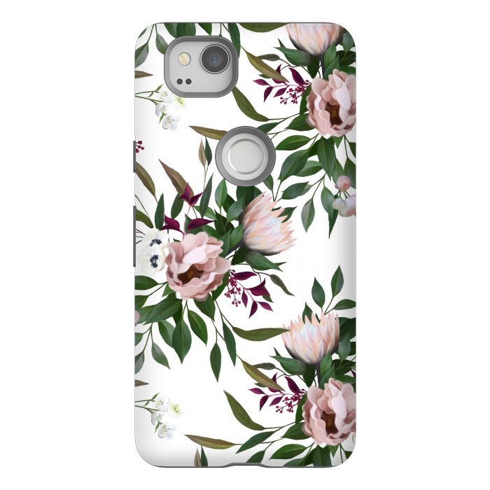 Pixel 2 StrongFit Bouquet With a Protea | White by Elzbieta Malyska