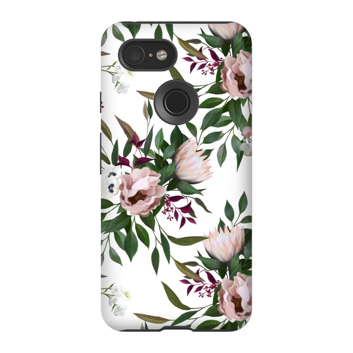 Pixel 3 StrongFit Bouquet With a Protea | White by Elzbieta Malyska