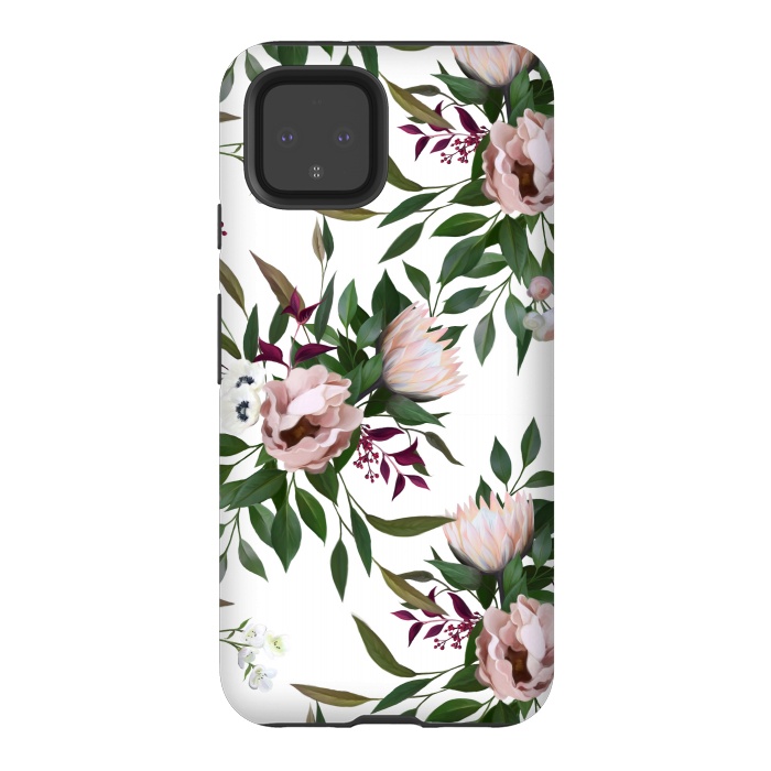 Pixel 4 StrongFit Bouquet With a Protea | White by Elzbieta Malyska
