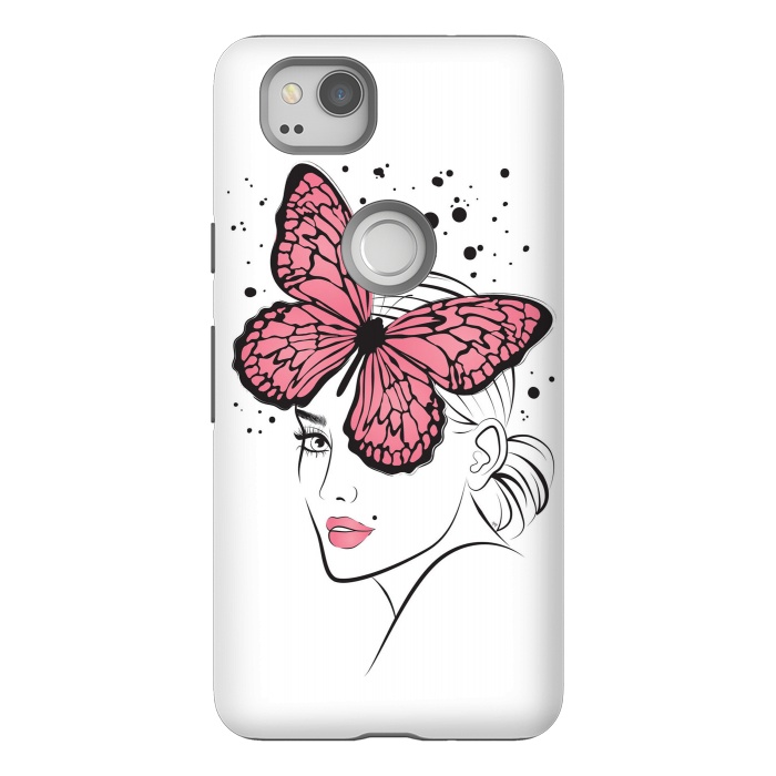 Pixel 2 StrongFit Pink Butterfly by Martina