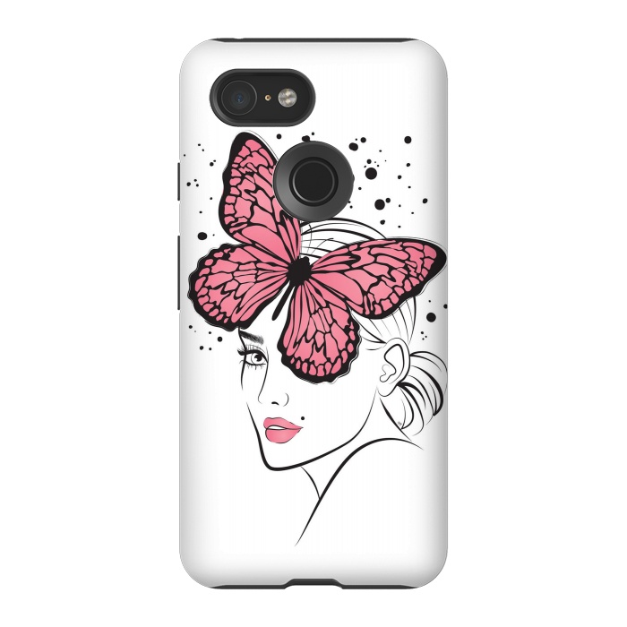 Pixel 3 StrongFit Pink Butterfly by Martina