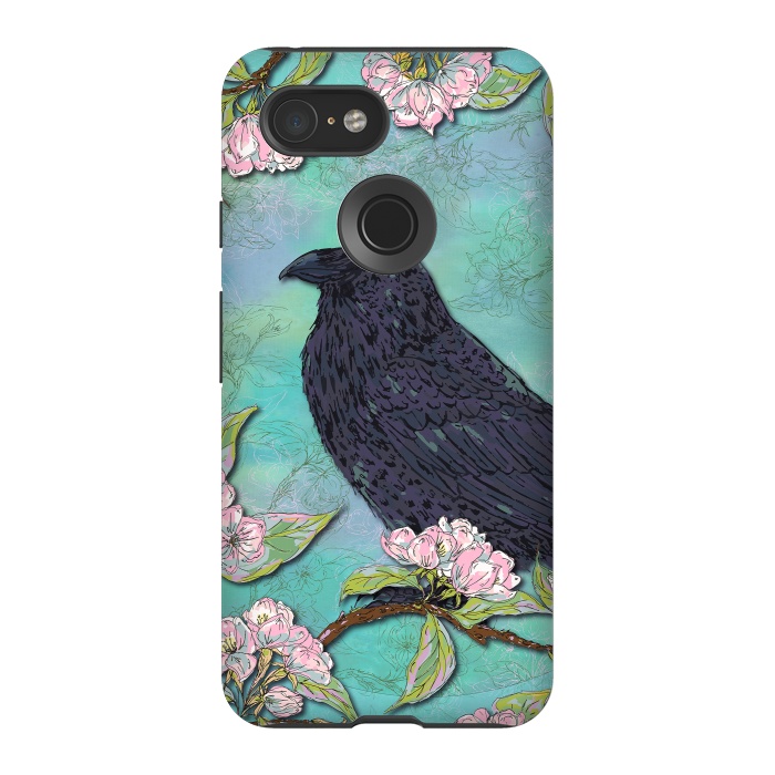 Pixel 3 StrongFit Raven & Apple Blossom by Lotti Brown