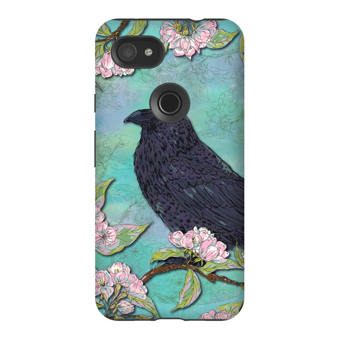 Pixel 3AXL StrongFit Raven & Apple Blossom by Lotti Brown
