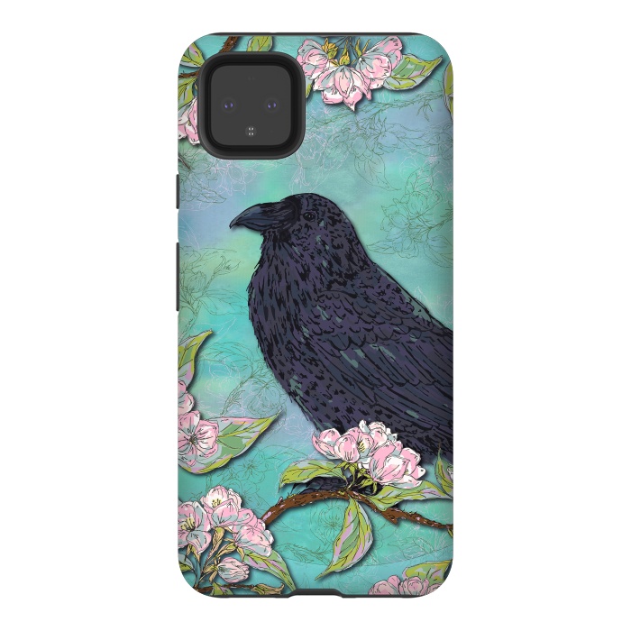 Pixel 4XL StrongFit Raven & Apple Blossom by Lotti Brown